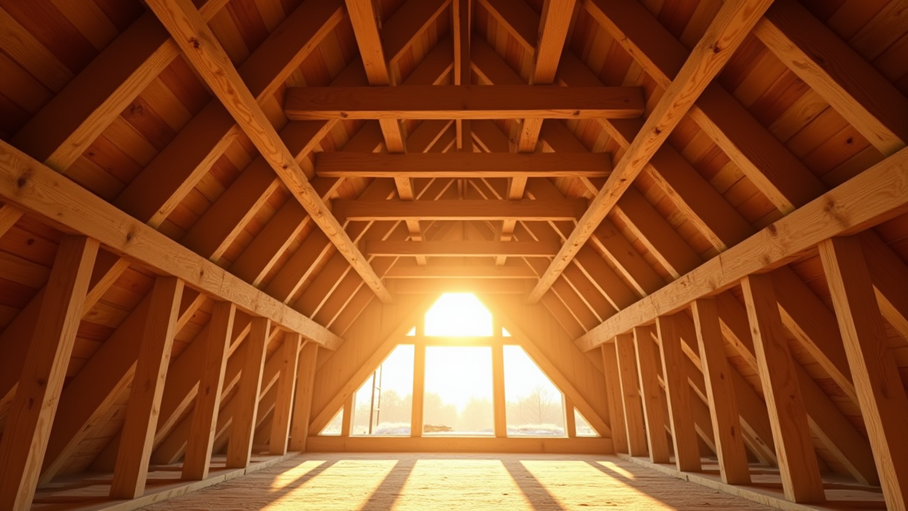 Charpente en bois d'une toiture neuve
